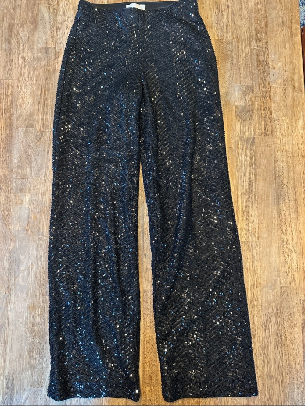H&M Black Sequin Wide-Leg Pants
